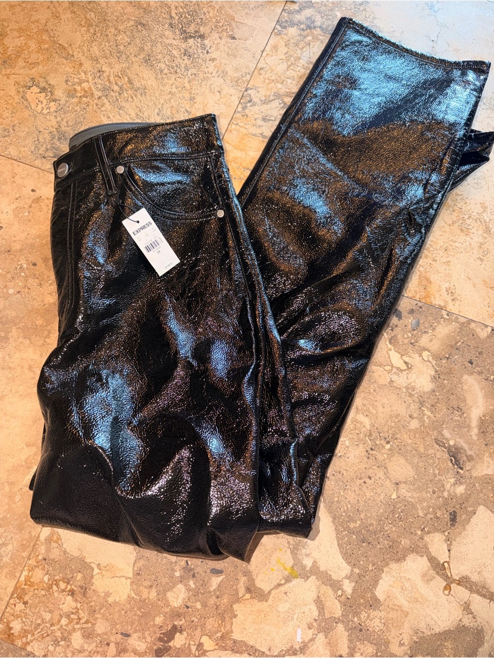 Express | Black Leather Long Pants | Size 8